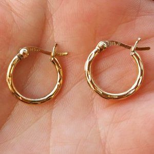 Elegant Gold Coated Sterling Silver Vintage Hoop Earrings